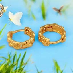 SHREE KRISHNA SHOPPING Women Gold Brass Gold Pleated Hoop Earring-image-86