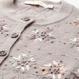 Apsley Beige Regular Fit Embroidered Cardigan image 5