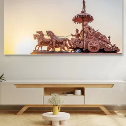 nestroots Copper-Toned & White Canvas Religious Wall Paintings image 1