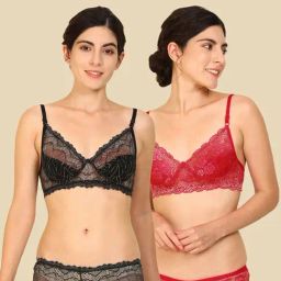 AROUSY Maroon & Black Self Pattern Bra Panty Set - Pack Of 2-picture-22