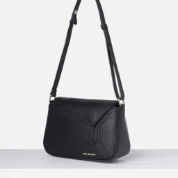 Van Heusen Black Textured Cross Body Bag image 2