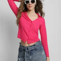 Forever 21 Pink Textured Shirt-image-90
