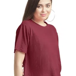 NOTWILD Women Pack Of 2 Solid Round Neck Cotton T-shirts image 4