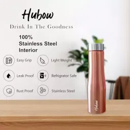 EDUWAY Lio Water Bottle ‎Stainless Steel 100% Leaf Proof 1 L Rose Gold (Pack of 4) image 2
