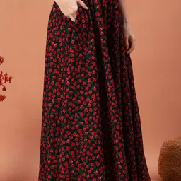 LookShine Women Red Polyester Printed Flared Regular Trousers-image-28