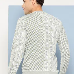 Aarika Men Geometric Self Design Woollen Pullover image 5