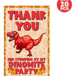 Zyozi Dinosaur theme Thank You for Stomping By My Dinomite Party Tags for Birthday Red -  Pack of 20-picture-38