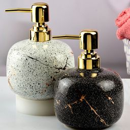 Kookee Ceramic Soap Dispenser liquid handwash pump for Bathroom, Set of 2, Black/White (10568)-picture-32