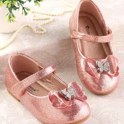 Cute Walk by Babyhug Ballerina with Velcro Closure & Bow Applique - Rose Gold-picture-23