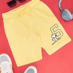 Pantaloons Junior Cotton Peanuts Featuring Snoopy Printed Shorts - Yellow-picture-26
