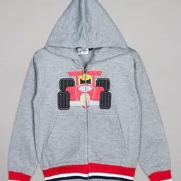 The Sandbox Clothing Co Cotton Full Sleeves Car Printed Hooded Sweatshirt - Grey-picture-16