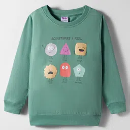 Tango Looper Knit Full Sleeves T-Shirt with Smiley Shapes Print - Mint-picture-21