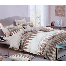 BhaiJi Bedsheets 220 TC Glace Cotton Bed Sheet King Size 108x108 Inch With 2 Pillow covers - Beige Allure-picture-18