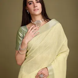 Mitera Zari Woven Solid Saree image 1