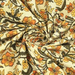 CLOTHOLOGY Yellow Floral Printed Pure Cotton 180 TC King Bedsheet Set 2.75 m x 2.25 m image 2