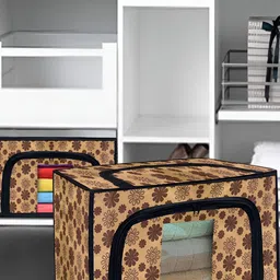 Rmerchants Beige & Brown Floral Printed Multi-Utility Organizer image 4