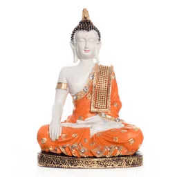 eCraftIndia Fibre Meditating Buddha - Orange image 4