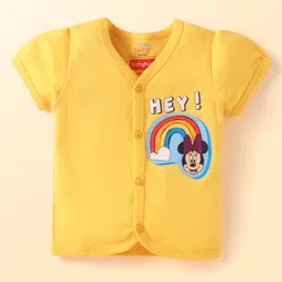 Babyhug Disney Interlock Knit Half Sleeves Jhablas With Minnie & Friends Graphics Pack of 3 - Purple White & Yellow image 4