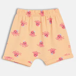 MINI KLUB Cotton Knit Pack Of 2 Octopus Printed & Fish Patch Detailed Shorts - Pink & Orange image 5