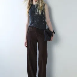 ONLY Women High-Rise Pleated Flared Trousers-image-32