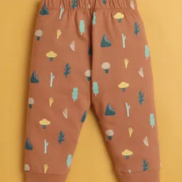 BUMZEE Cotton Knit Full Sleeves Night Suit With Animal Print - Brown & Grey image 5