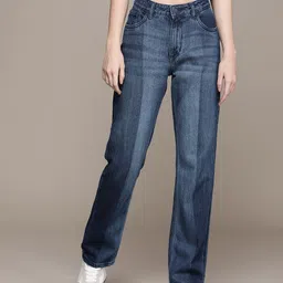 Moda Rapido Women Pure Cotton Mid Rise Straight Fit Heavy Fade Jeans-picture-20