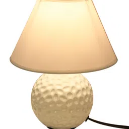 TAYHAA White Textured Frustum-Shaped Table Lamp image 3