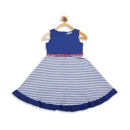 Elle Kids Blue Striped Dress With Belt-image-8