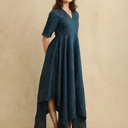 RAREISM Blue Polyester Printed Short Sleeves Dress image 3