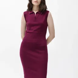 RAREISM Maroon Cotton Solid Sleeveless Sweater image 3