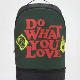 Bewakoof Do What You Love Black & Green Printed Small Backpack-image-73