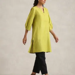 true browns TrueBrowns Green Cotton Poly Regular Fit Kurta image 3