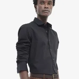 Rare Rabbit Black Regular Fit Solid Shirt image 3