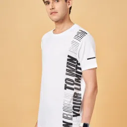 Ajile by Pantaloons Bright White Regular Fit Printed Sports T-Shirt image 3