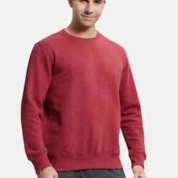 Jockey US92 Red Super Combed Cotton Rich Fleece Sweatshirt with Stay Warm Treatment image 3