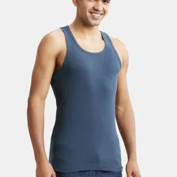 Jockey 9922 Men's Super Combed Cotton Rib Racer Back Styling Round Neck Gym Vest image 3