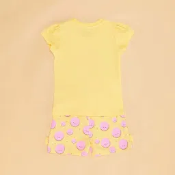 Pantaloons Baby Kids Yellow & Pink Cotton Printed T-Shirt Set image 3