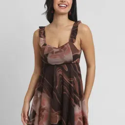 Forever 21 Brown Printed A Line Dress-picture-21