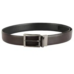 ZEVORA Black & Brown Textured Leather Casual Belt image 3