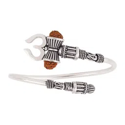 SANAA CREATIONS Unisex Brass Antique Silver-Plated Kada Bracelet image 3