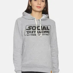 Campus Sutra Grey Full Sleeves Hooded Sweatshirt-image-20