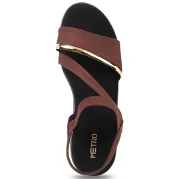 Metro Women's Brown Ankle Strap Wedges image 3