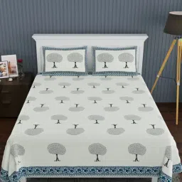 Living Roots Multicolor Jaipuri Printed Cotton Bed Sheet with 2 Pillow Cover-image-34