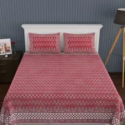 Living Roots Multicolor Jaipuri Printed Cotton Bed Sheet with 2 Pillow Cover-picture-37