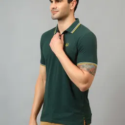 Cantabil Bottle Green Regular Fit Polo T-Shirt image 3