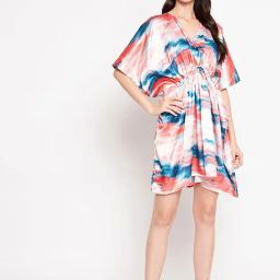 Secrets By ZeroKaata Multicolor Printed Short Kaftan Cover Up Dress-picture-11