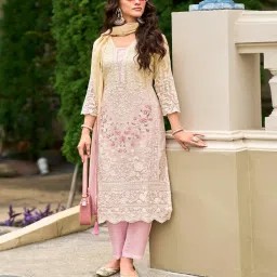 Autumnlane Faiza Pink Full Work Premium Pakistani Suit Set image 3