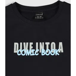 Cavio Kids Navy Printed T-Shirt image 3