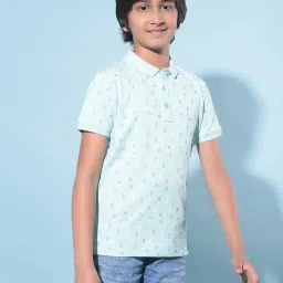 Crimsoune Club Kids Blue Printed Polo T-Shirt image 3