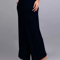 Lyra Navy Cotton Flared Pants image 3